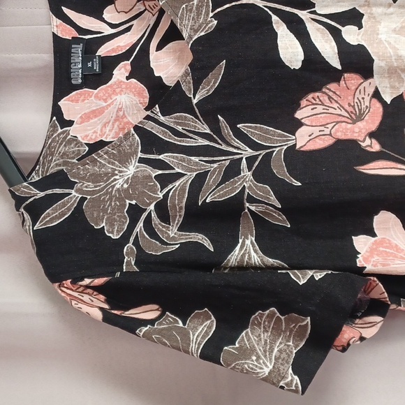 Nicole Miller Originals Linen Blend Short Sleeve V-Neck Floral Shift Dress - Picture 4 of 15